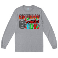 Heather Grey birthday boy 6 Long Sleeve Tee - BundleAndBundleShop