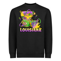 Black louisiana mardi gras state map Heavyweight Sweatshirt - LillyAllenDesigns