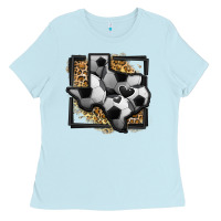 Baby Blue leopard soccer texas map Ladies Tee - Jasminsmagicworld