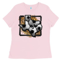 Bubblegum Pink leopard soccer texas map Ladies Tee - Jasminsmagicworld