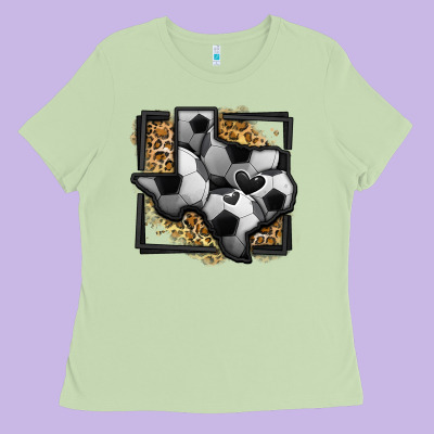 Leopard Soccer Texas Map Ladies Tee Designed By Jasminsmagicworld