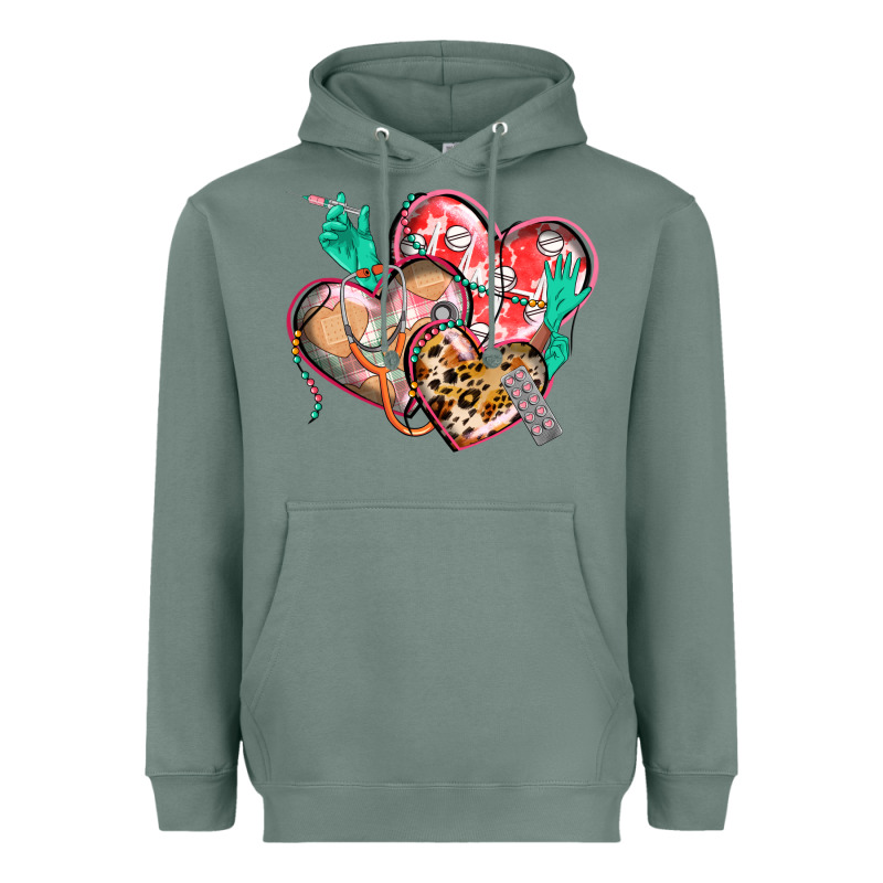 Nurse Hearts Heavyweight Hoodie by CowGirlArtShop | Teevron