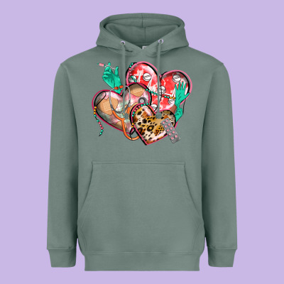 Nurse Hearts Heavyweight Hoodie Designed By Cowgirlartshop