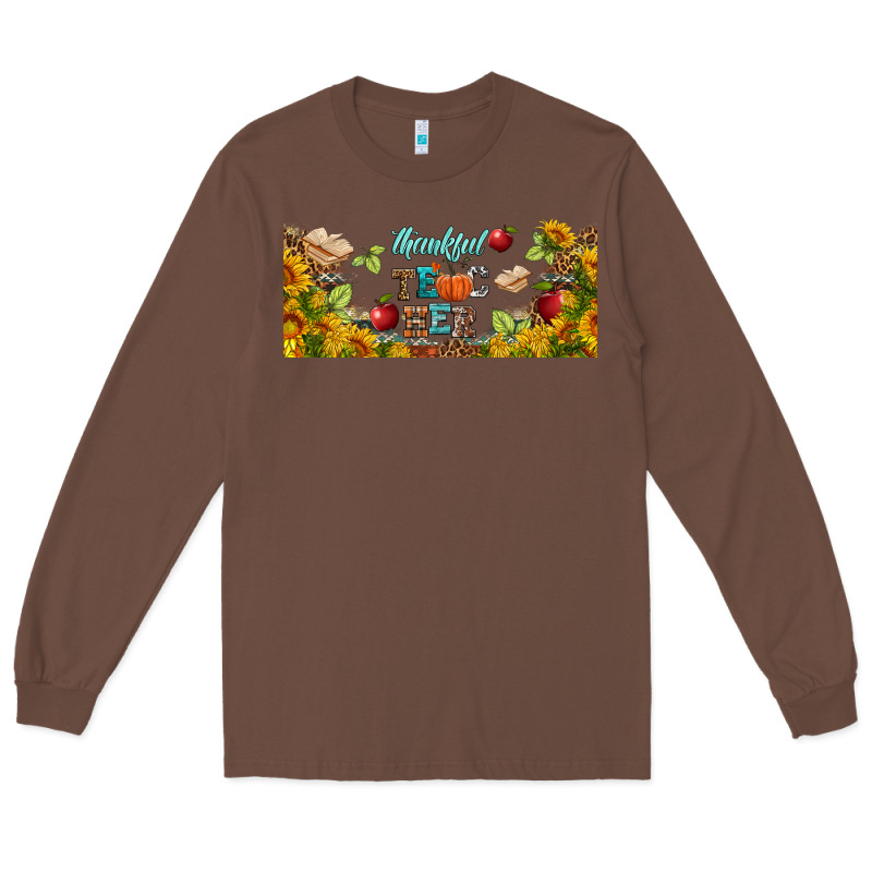 Thankful Teacher Fall Libbey Glass Long Sleeve Tee by BundleAndBundleShop | Teevron