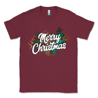 Burgundy Merry Christmas Classic Tee - CowhideDigitalArt