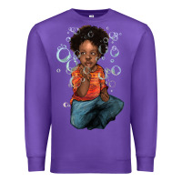 Purple Afro black boy Premium Sweatshirt - HowdyJamesFarm
