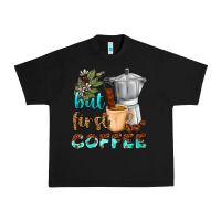 Black coffee cups but first coffee Urban Heavy Tee - NancyCooperArtShop