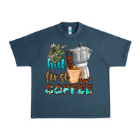 Midnight Navy coffee cups but first coffee Urban Heavy Tee - NancyCooperArtShop
