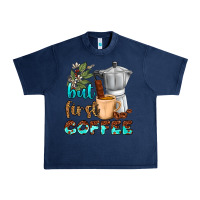 Navy coffee cups but first coffee Urban Heavy Tee - NancyCooperArtShop