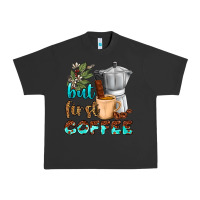 Pigment Black coffee cups but first coffee Urban Heavy Tee - NancyCooperArtShop