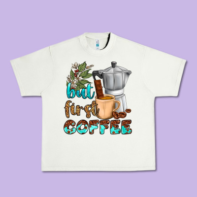 Coffee Cups But First Coffee Urban Heavy Tee Designed By Nancycooperartshop