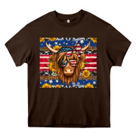 Chocolate Brown 4th of july longhaired cow tumbler Heavy Core Tee - Jasminsmagicworld