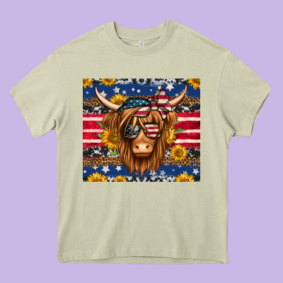 4th Of July Longhaired Cow Tumbler Heavy Core Tee Designed By Jasminsmagicworld