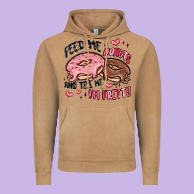 Feed Me Donuts And Tell Me I'm Pretty Vintage Hoodie Designed By Maliassmallbusiness