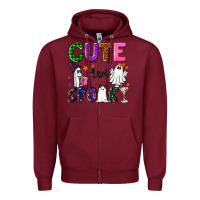 Burgundy Cute and spooky Zipper Hoodie - NancyCooperArtShop