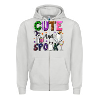 Dove Grey Cute and spooky Zipper Hoodie - NancyCooperArtShop