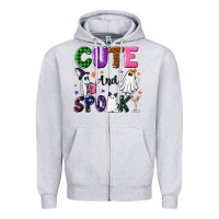 Heather Grey Cute and spooky Zipper Hoodie - NancyCooperArtShop
