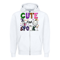 White Cute and spooky Zipper Hoodie - NancyCooperArtShop