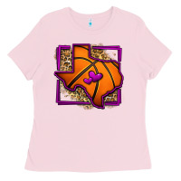 Bubblegum Pink leopard basketball texas map Ladies Tee - Jasminsmagicworld