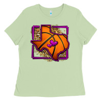Matcha leopard basketball texas map Ladies Tee - Jasminsmagicworld