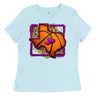 Baby Blue leopard basketball texas map Ladies Tee - Jasminsmagicworld