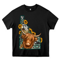 Black idaho map long haired cow Heavy Core Tee - Jasminsmagicworld