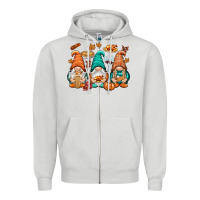 Dove Grey Thanksgiving gnomes Zipper Hoodie - NancyCooperArtShop
