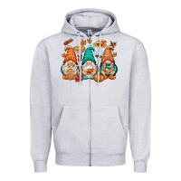 Heather Grey Thanksgiving gnomes Zipper Hoodie - NancyCooperArtShop