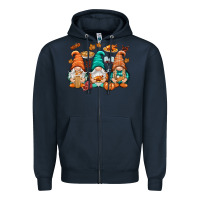 Navy Thanksgiving gnomes Zipper Hoodie - NancyCooperArtShop
