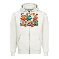 Oatmeal Heather Thanksgiving gnomes Zipper Hoodie - NancyCooperArtShop