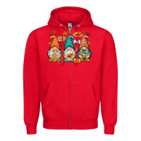 Red Thanksgiving gnomes Zipper Hoodie - NancyCooperArtShop
