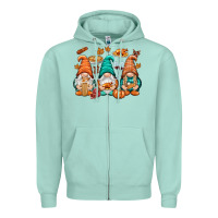 Seafoam Thanksgiving gnomes Zipper Hoodie - NancyCooperArtShop