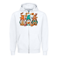 White Thanksgiving gnomes Zipper Hoodie - NancyCooperArtShop