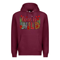 Burgundy Love is wild Valentine's Day Premium Hoodie - HowdyJamesFarm