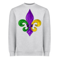 Heather Grey mardi gras fleur de lis Heavyweight Sweatshirt - LillyAllenDesigns