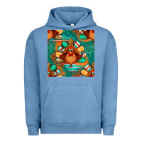 Pigment Pebble Blue thanksgiving  turkey seamless pattern Urban Hoodie - BundleAndBundleShop