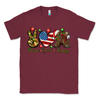 Burgundy peace love army christmas Classic Tee - NancyCooperArtShop
