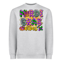 Heather Grey mardi gras vibes Heavyweight Sweatshirt - LillyAllenDesigns