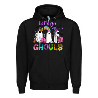 Black Let's go ghouls Zipper Hoodie - NancyCooperArtShop