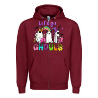 Burgundy Let's go ghouls Zipper Hoodie - NancyCooperArtShop