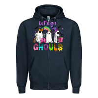 Navy Let's go ghouls Zipper Hoodie - NancyCooperArtShop