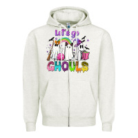 Oatmeal Heather Let's go ghouls Zipper Hoodie - NancyCooperArtShop