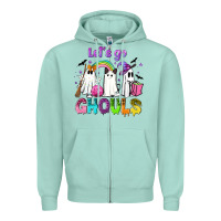 Seafoam Let's go ghouls Zipper Hoodie - NancyCooperArtShop