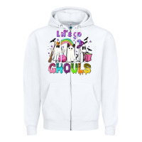 White Let's go ghouls Zipper Hoodie - NancyCooperArtShop