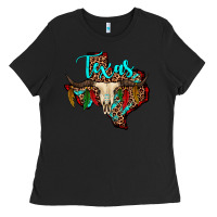 Black bullskull texas map Ladies Tee - JahusDesignShop