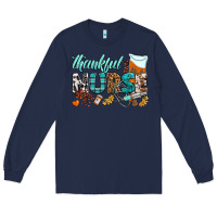 Navy thankful nurse Long Sleeve Tee - BundleAndBundleShop