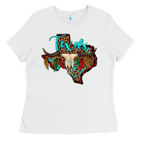 White bullskull texas map Ladies Tee - JahusDesignShop