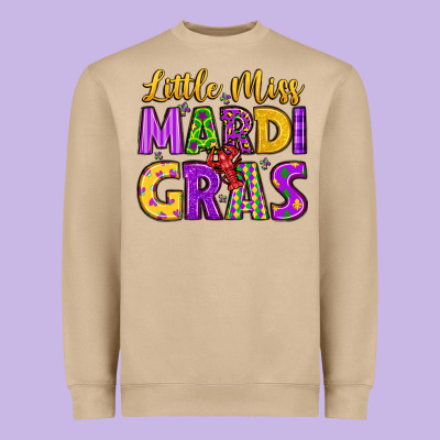 Little Miss Mardi Gras Heavyweight Sweatshirt Designed By Lillyallendesigns