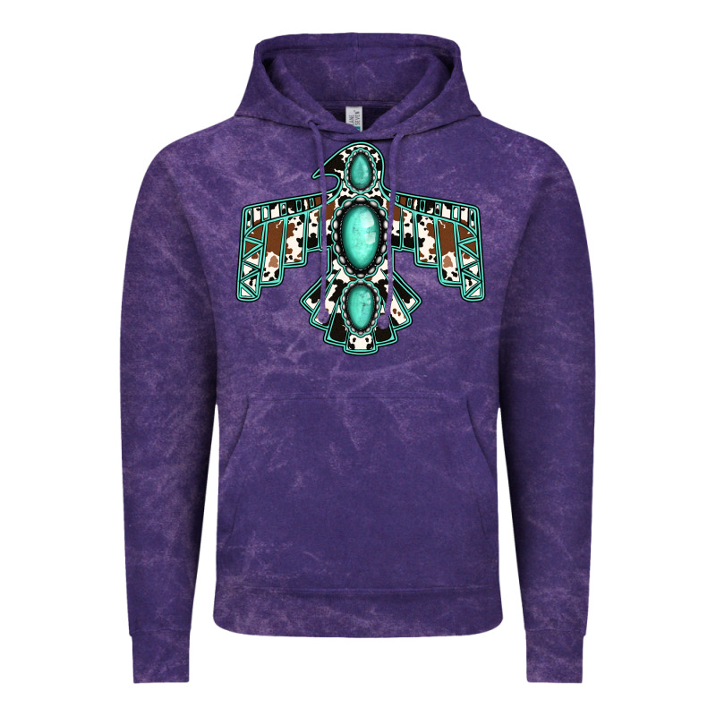 Cowhide Turquoise Thunderbird Vintage Hoodie by Jasminsmagicworld | Teevron