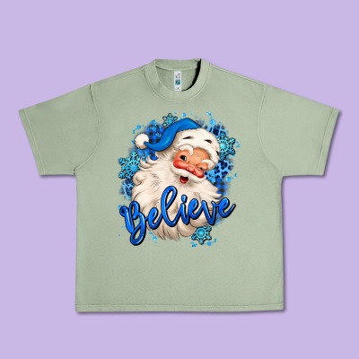 Believe Winter Christmas Santa Claus Urban Heavy Tee Designed By Maliassmallbusiness